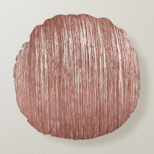 Chic Rose Gold Glam Tinsel Stripes Christmas Round Pillow
