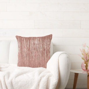 Chic Rose Gold Glam Tinsel Stripes Christmas Throw Pillow