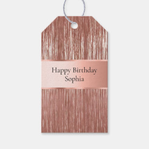 Chic Rose Gold Glam Tinsel Stripes Gift Tags