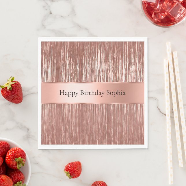 Chic Rose Gold Glam Tinsel Stripes  Napkin (Insitu)