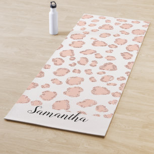 Chic rose gold glitter blush pink leopard pattern yoga mat
