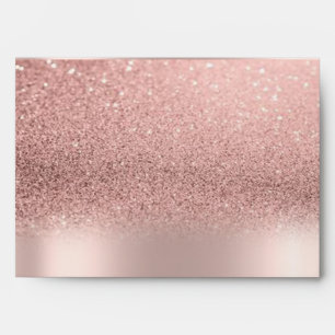 Chic Rose Gold Glitter Bokeh Ombre Rose Gold Envelope