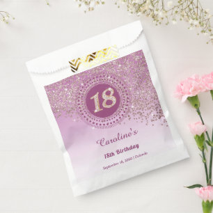 Chic Rose Gold Glitter, Dotted Frame 18th Birthday Favour Bag