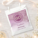 Chic Rose Gold Glitter, Dotted Frame 60th Birthday Favour Bag<br><div class="desc">Chic Falling Rose Gold Glitter with a unique rose gold number 60 framed with modern circular dots and lines.
If you need help,  please send a message in Zazzle chatroom.</div>