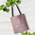 Chic Rose Gold Glitter Drips Monogram Tote Bag<br><div class="desc">Chic Rose Gold Glitter Drips Monogram Tote Bag with fashion faux blush pink/rose gold glitter drips on a chic background with your custom monogram and name. Designed by Cedar and String. To personalize further, please click the "customize further" link and use the design tool to modify the design. If you...</div>