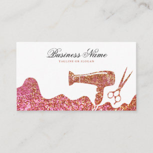 Chic Rose Gold Glitter Hair Dryer Hairdresser Appointment Card