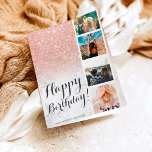 Chic rose gold glitter marble photo booth birthday card<br><div class="desc">A chic,  girly and modern rose gold glitter ombre sparkles on white marble photo happy birthday greeting card. Add 6 of your favourite photos,  with an elegant signature script font.</div>