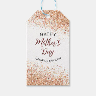 Chic Rose Gold Glitter Mother's Day Gift Tags