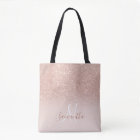 Chic rose gold glitter ombre pink block monogram