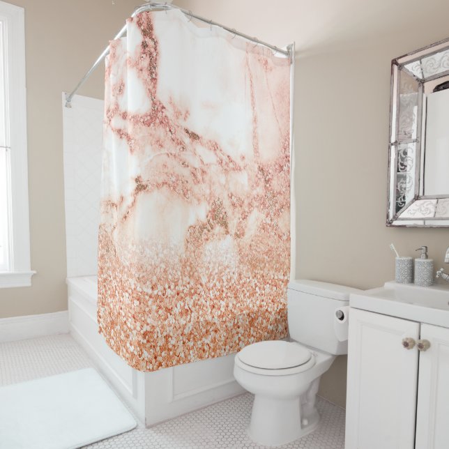 Chic rose gold glitter ombre pink glitter marble (In Situ)