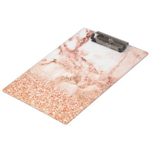 Chic rose gold glitter ombre pink glitter marble clipboard
