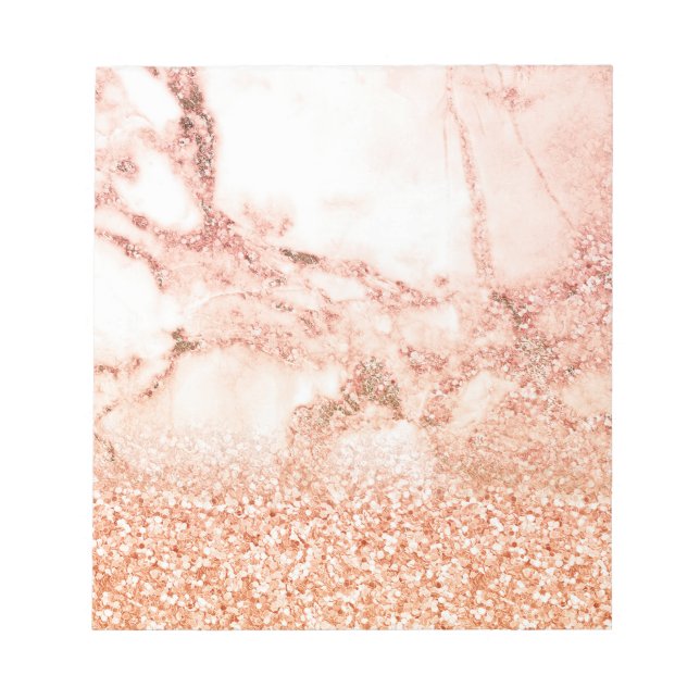 Chic rose gold glitter ombre pink glitter marble notepad (Front)