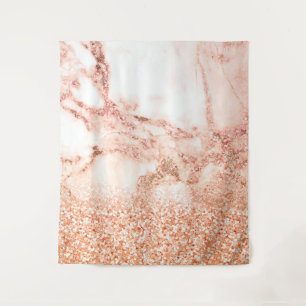Chic rose gold glitter ombre pink glitter marble tapestry