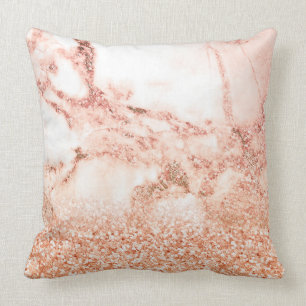 Chic rose gold glitter ombre pink glitter marble throw pillow