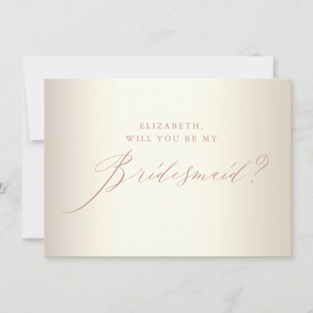 Chic Rose Gold Glitter Script White Bridesmaid Inv Invitation (Front)
