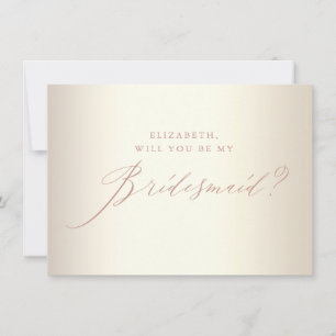Chic Rose Gold Glitter Script White Bridesmaid Inv Invitation