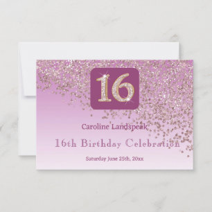 Chic Rose Gold Glitter, Sixteen Birthday RSVP