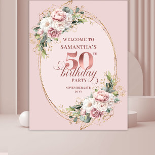 Chic Rose Gold Greenery 50th Birthday Celebration  Tapestry