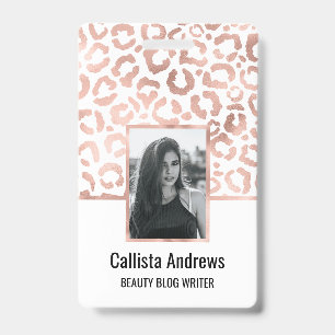 Chic Rose Gold Leopard Cheetah Animal Print Badge