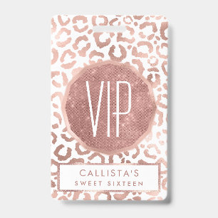 Chic Rose Gold Leopard Cheetah Animal Print Badge