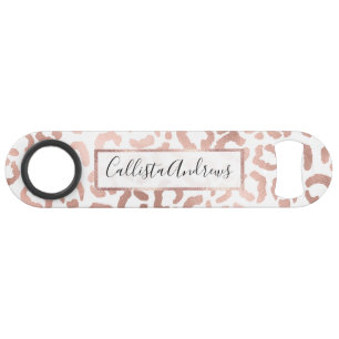 Chic Rose Gold Leopard Cheetah Animal Print Bar Key
