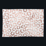 Chic Rose Gold Leopard Cheetah Animal Print Kitchen Towel<br><div class="desc">This elegant and chic design is perfect for the modern fashionista. It features a faux printed rose gold hand-drawn leopard/cheetah safari animal print on a simple white background. It's pretty, cute, and trendy! ***IMPORTANT DESIGN NOTE: For any custom design request such as matching product requests, colour changes, placement changes, or...</div>