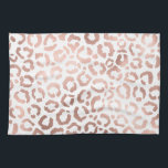 Chic Rose Gold Leopard Cheetah Animal Print Kitchen Towel<br><div class="desc">This elegant and chic design is perfect for the modern fashionista. It features a faux printed rose gold hand-drawn leopard/cheetah safari animal print on a simple white background. It's pretty, cute, and trendy! ***IMPORTANT DESIGN NOTE: For any custom design request such as matching product requests, colour changes, placement changes, or...</div>