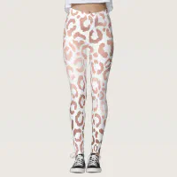 Chic Rose Gold Leopard Cheetah Animal Print Leggings Zazzle