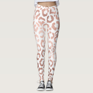 Chic Rose Gold Leopard Cheetah Animal Print Leggings