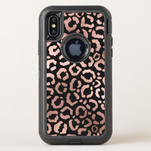 Chic Rose Gold Leopard Cheetah Animal Print OtterBox Defender iPhone X Case