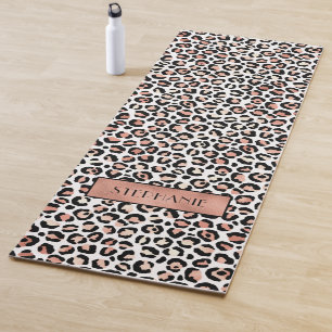 Chic Rose Gold Leopard Print Custom Yoga Mat