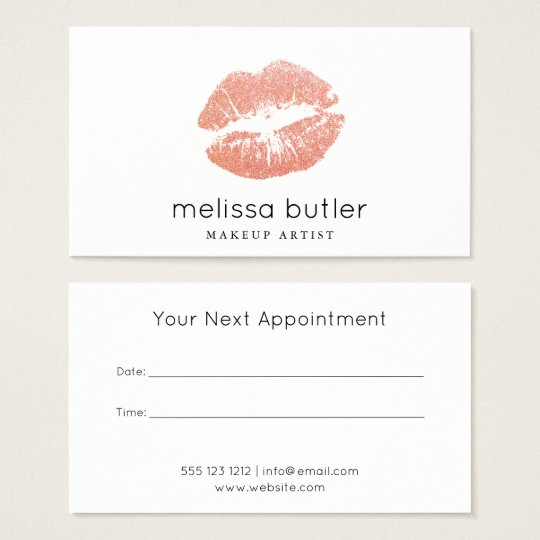 Chic Rose Gold Lips Makeup Artist Appointment Business Card