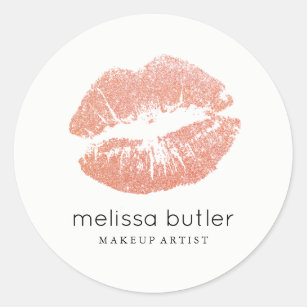 Chic Rose Gold Lips Makeup Artist Classic Round Sticker
