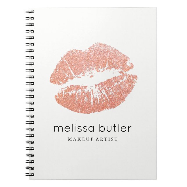 Chic Rose Gold Lips Makeup Artist Notebook (Front)