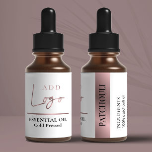 Chic Rose Gold Logo Cosmétique Essential Oil Bottl