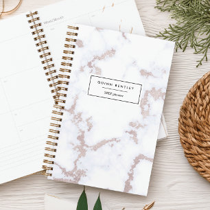 Chic Rose Gold Marble Personalized Planner