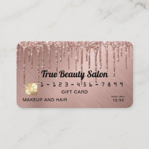 Chic Rose Gold Metallic Glitter Drips Gift Credit Business Card