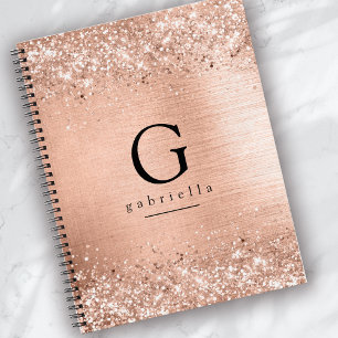 Chic Rose Gold Monogram  Notebook
