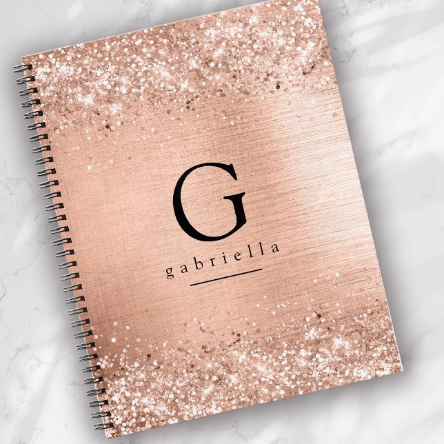 Chic Rose Gold Monogram  Notebook (Creator Uploaded)