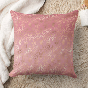 Chic Rose Gold Pink Abstract Throw Pillow