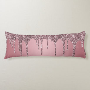 Chic Rose Gold Pink Glitter Sparkle Drips Body Pillow