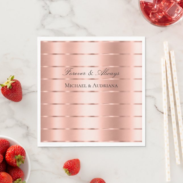  Chic Rose Gold Ribbon Wedding Bridal Shower  Napkin (Insitu)