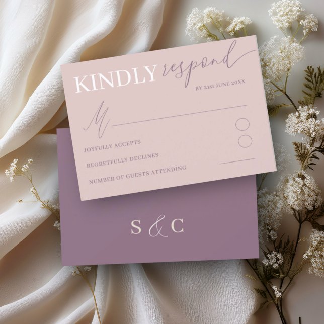 Chic Rose Gold RSVP Calligraphy Wedding Card (Creator Uploaded)