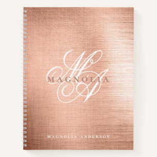 Chic Rose Gold Script Monogram Notebook