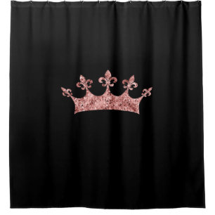 Chic Rose Gold Shimmer Princess Crown on Black