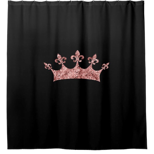 Chic Rose Gold Shimmer Princess Crown on Black (Front)