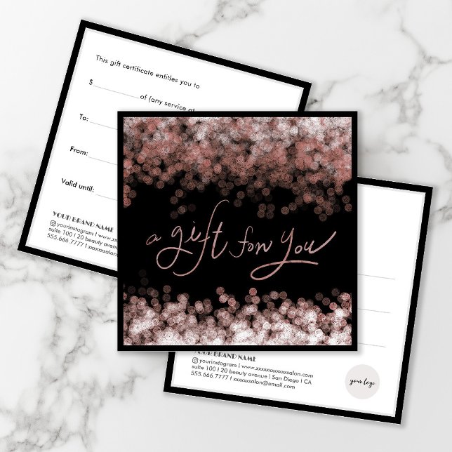 Chic Rose Gold Sparkle Business Holiday Gift Card (Creator Uploaded)