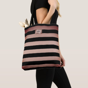 Chic Rose Gold Stripes Tote Bag