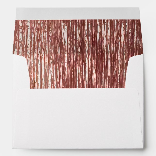 Chic Rose Gold Tinsel Stripes Envelope (Back (Bottom))