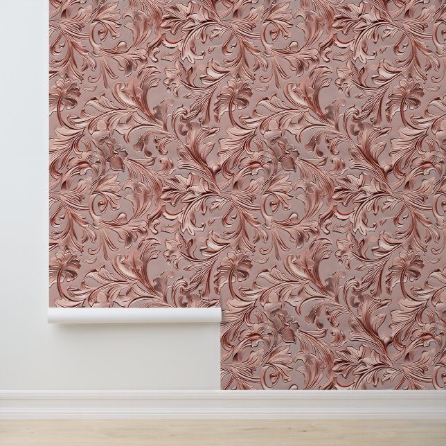 Chic rose gold tooled leather  wallpaper (Application)